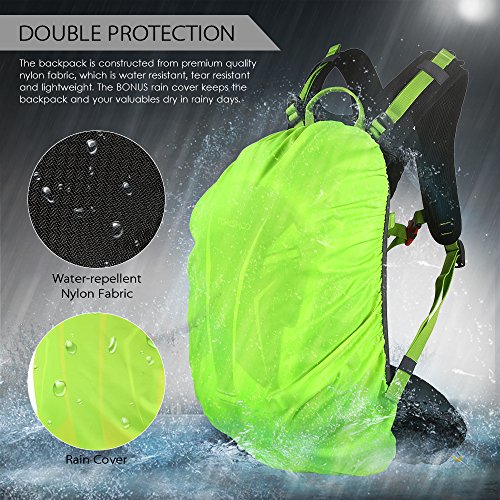 TOMSHOO - Mochila de senderismo de 20 l, ultraligera, transpirable, impermeable, con funda de lluvia para bicicleta, senderismo, equitación, viaje, alpinismo