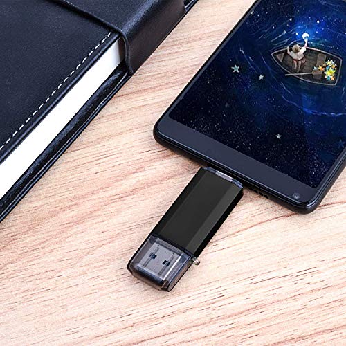 TOPESEL 64GB Memoria USB 3.0 Tipo C Dual OTG Flash Drive USB C Pendrives Llave Portátiles para Samsung Galaxy S8, S8 Plus, Note 8, Google Pixel XL, Negro