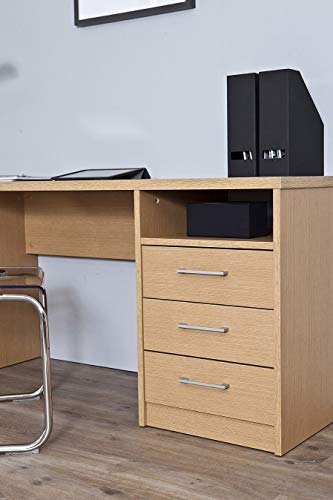 Topkit | Mesa de Escritorio Valencia 4040 | Medidas 73 x 140 x 50 cm | Escritorio con cajones | Mesa Ordenador | Mesa Estudio | Roble