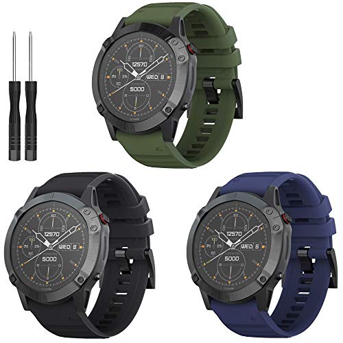 TOPsic Correa para Garmin Fenix 5X, Suave Silicona Banda de Reemplazo para Fenix 5X Sapphire Multisport 51mm GPS Watch/Fenix 3/ Fenix 3 HR/Fenix 5X Plus/Fenix 6X/Fenix 6X Pro