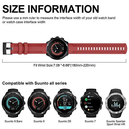 TOPsic Suunto 9 Baro Correa, Silicona Suave Bandas Repuesto Accesorio Deportiva Pulsera para Suunto 9 Baro/Suunto 7/Suunto 9/Suunto D5/Suunto Spartan Sport Wrist HR Smart Watch