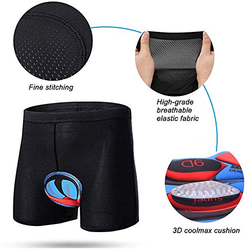 TOPTETN 3D Acolchado Bicicleta Ciclismo Ropa Interior Pantalones Cortos Transpirable Ligero Hombres y Mujeres