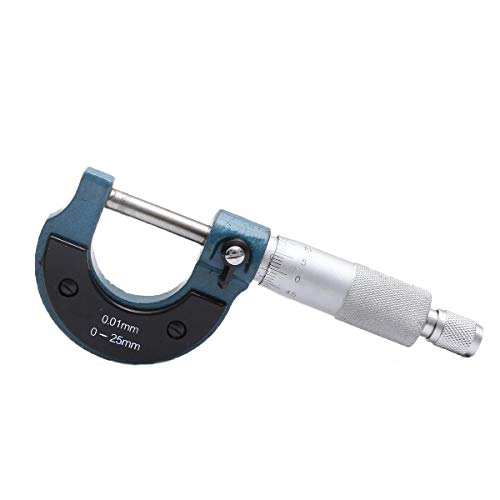 TOPWAY Herramienta de micrómetro métrico exterior de 0-25 mm + llave de calibración + estuche