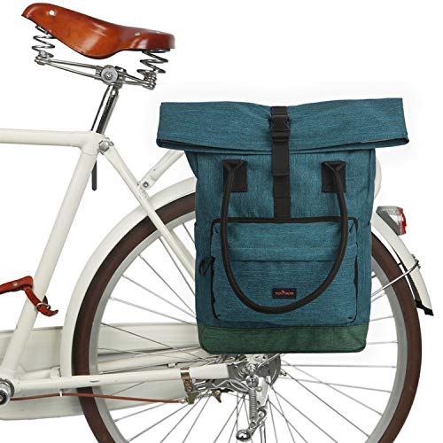 TOURBON Bolsa de hombro de nylon con tapa enrollable con clip Market Shopper Bike Panniers