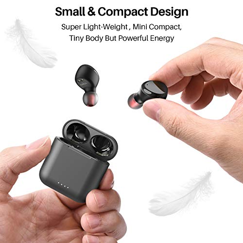 TOZO T6 Auriculares Bluetooth 5.0 Auriculares Inalámbricos Control Táctil con estuche de carga y micrófono Integrado, Sonido Premium con Graves Profundos para Correr y Hacer Deporte Negro