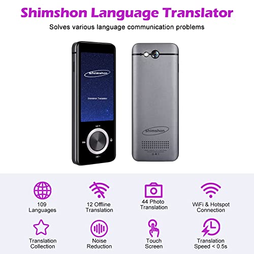 Traductor de voz, offline Translator con salida de voz, dispositivo de traducción portátil de dos vías, dispositivo de traductor con Bluetooth, 109 idiomas, traducción de fotos, WiFi