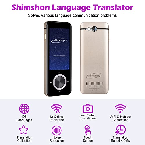 Traductor de voz, offline Translator con salida de voz, dispositivo de traducción portátil de dos vías, dispositivo de traductor con Bluetooth, 109 idiomas, traducción de fotos, WiFi