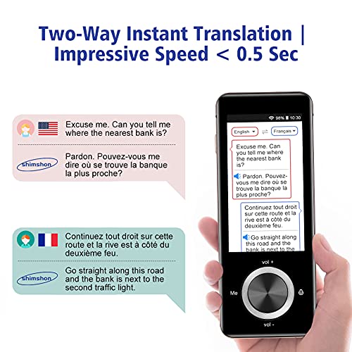 Traductor de voz, offline Translator con salida de voz, dispositivo de traducción portátil de dos vías, dispositivo de traductor con Bluetooth, 109 idiomas, traducción de fotos, WiFi