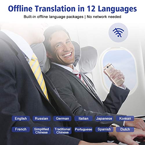 Traductor de voz, offline Translator con salida de voz, dispositivo de traducción portátil de dos vías, dispositivo de traductor con Bluetooth, 109 idiomas, traducción de fotos, WiFi