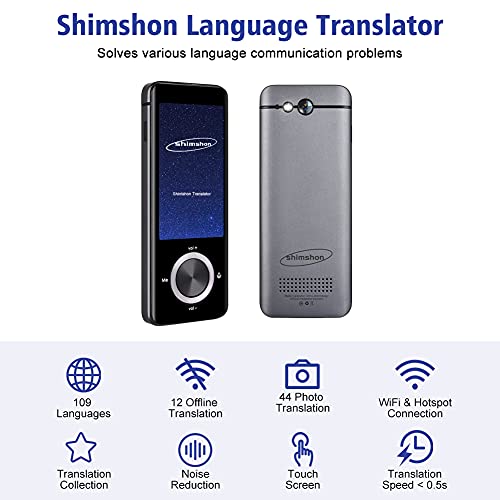 Traductor de voz | Translator Offline con salida de voz | Dispositivo de traducción portátil de dos vías | Traductor con Bluetooth, 109 idiomas, traducción de fotos, WiFi