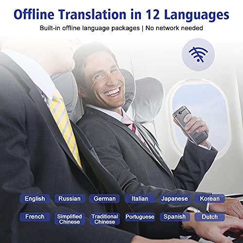 Traductor de voz | Translator Offline con salida de voz | Dispositivo de traducción portátil de dos vías | Traductor con Bluetooth, 109 idiomas, traducción de fotos, WiFi