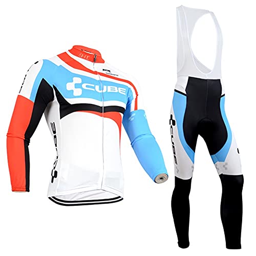 Traje Bicicleta Hombre Invierno, Conjunto Ropa Ciclismo Térmico de Manga Larga Incluye Maillot Ciclismo Polar Térmico