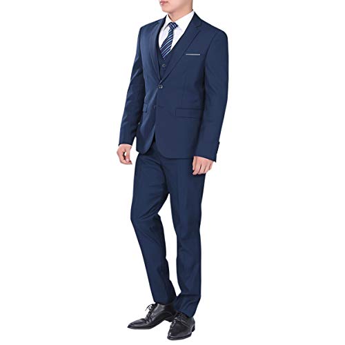 Traje de 3 Piezas con Chaqueta, Chaleco y Pantalones, Hombre, de Cuadros, Ajuste Moderno