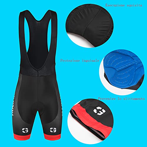 Traje Equipacion Ciclismo Hombre Verano Maillot Ciclista Manga Corta con Corto con 3D Gel Pad Ciclista Hombre Verano