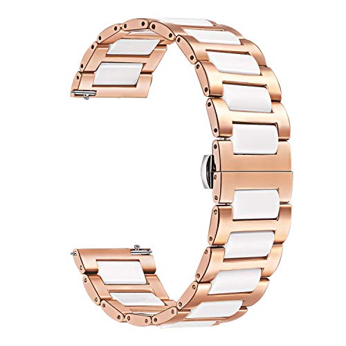 TRUMiRR 18mm cerámica Banda de Reloj de liberación rápida Correa Todos los Enlaces extraíble para Huawei Reloj, Huawei Fit Honor S1, ASUS ZenWatch 2 WI502Q 2015, Withings Activite/Acero/Pop