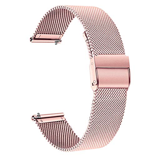 TRUMiRR Reemplazo para Garmin Vivomove 3S Correa de Reloj de Mujer, 18mm Banda de Reloj de Acero Inoxidable de Malla Tejida Pulsera de Correa de liberación rápida para Garmin Vivoactive 4S 40mm