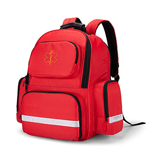 Trunab Bolsa de Primeros Auxilios Mochila de Trauma Vacía, Kits de Emergencia Médica Paquete de Bolsa de Salto para EMT, EMS, Policía, Bomberos, Oficiales de Seguridad, Rojo