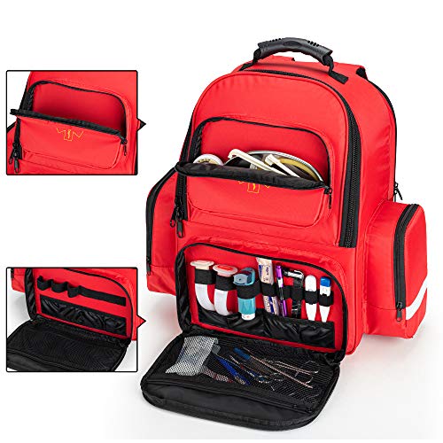 Trunab Bolsa de Primeros Auxilios Mochila de Trauma Vacía, Kits de Emergencia Médica Paquete de Bolsa de Salto para EMT, EMS, Policía, Bomberos, Oficiales de Seguridad, Rojo