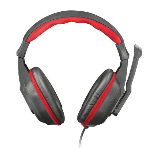 Trust Auriculares para juegos Ziva Over-Ear con micrófono retráctil, negro / rojo