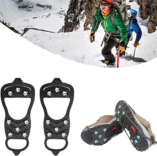 TTCPUYSA 1/2 Pairs Upgraded Non Slip Gripper Spike,Ice Snow Grip Non-Slip Shoes Boots Traction Cleats,Ice Cleat Spikes with 8 Steel Studs Crampons (1Pairs-M)