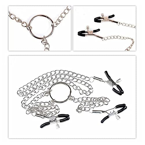 TTZY Nipple Clips with Chain For Women Pleasure, Adjustable Nipple Clips, Clamps, Black Breast Clamps Screw Clip On Nipple Clamp Jewelry, Non Piercing Nipple