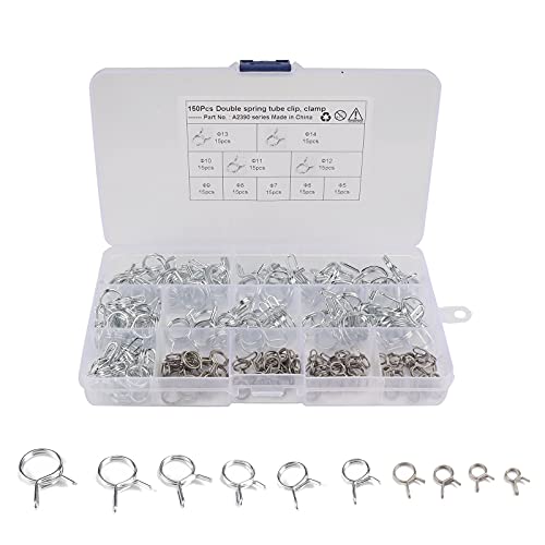 Tubo Clip,150 Pcs Abrazadera de Manguera Acero Inoxidable ,LíNea de Combustible Manguera Tubo Clip,Se Utiliza en TuberíAs de Gasolina, TuberíAs de Combustible, Aplicaciones Automotrices y MecáNicas