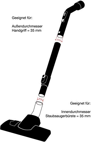 Tubo telescópico, tubo de aspiración, conexión Ø 35 mm | se adapta a todas las aspiradoras comunes, etc. AEG BOSCH DIRT DEVIL EIO ELECTROLUX MIELE PHILIPS ROWENTA SIEMENS (Nota: sin función de clic)