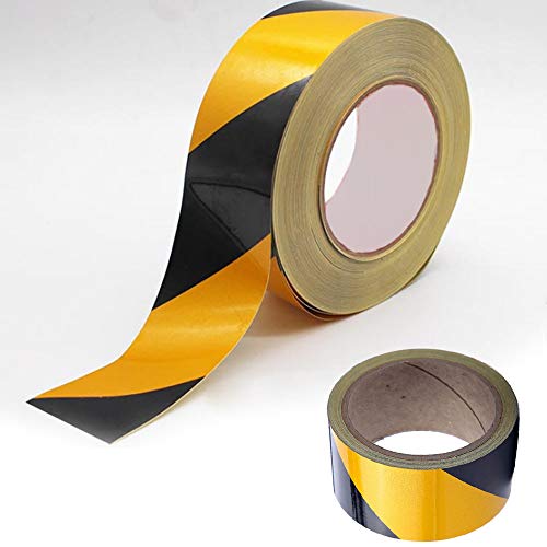 Tucireat Cinta de Señalización Adhesiva Cinta Amarilla y Negra Cinta Reflectante Adhesiva Autoadhesiva Cinta de Advertencia de Peligro Negro Amarillo Cinta Adhesiva Suelo 50mm x 30M