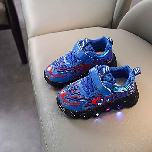 Tulent Zapatos de araña Zapatos de niños DIRIGIÓ Que Brillan intensamente,Zapatos Brillo 7 Colores,iluminación Malla,for y niñas,Deportivos recreativos. (Color : Blue, Size : 29)