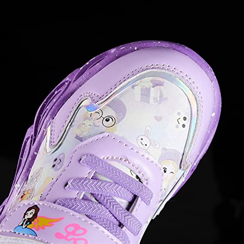 Tulent Zapatos Que Brillan intensamente for niños, Ligeros led, Zapatillas de Deporte Brillantes bebé con Luces Dibujos Animados niños Princesa Casual (Color : Purple, Size : 31 EU)