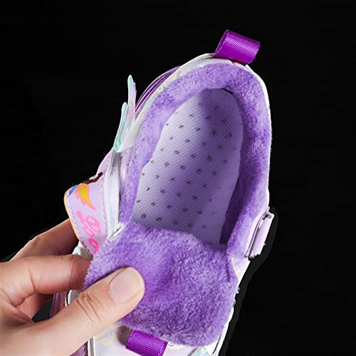 Tulent Zapatos Que Brillan intensamente for niños, Ligeros led, Zapatillas de Deporte Brillantes bebé con Luces Dibujos Animados niños Princesa Casual (Color : Purple, Size : 31 EU)