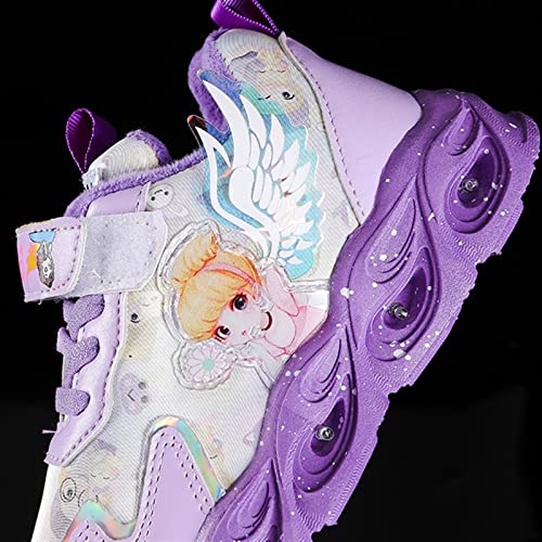 Tulent Zapatos Que Brillan intensamente for niños, Ligeros led, Zapatillas de Deporte Brillantes bebé con Luces Dibujos Animados niños Princesa Casual (Color : Purple, Size : 31 EU)