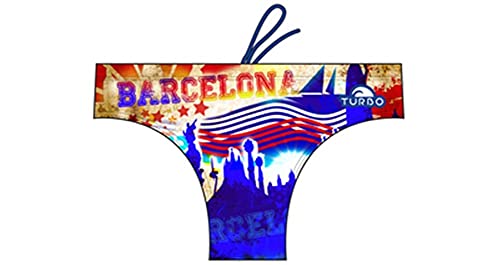 Turbo - Bañador Slip Waterpolo Men Suits Barcelona Paint de Waterpolo Competicion Natación y Triatlón Patrón de Ajuste cómodo