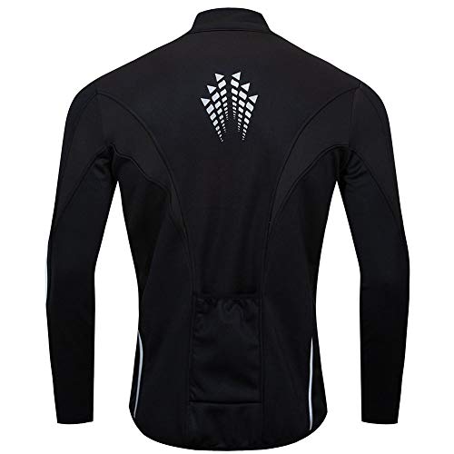 Turbovera Chaqueta de Ciclismo Invierno para Hombres Forro Térmico Cómodo Impermeable y a Prueba de Viento Chaquetas Bicicleta para Ciclista (negro, XL)