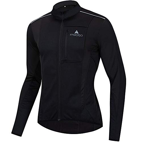 Turbovera Chaqueta de Ciclismo Invierno para Hombres Forro Térmico Cómodo Impermeable y a Prueba de Viento Chaquetas Bicicleta para Ciclista (negro, XL)