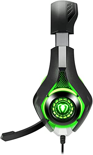 TurnRaise Juego de Auriculares, de 3,5 mm Auriculares de Juegos de Luz LED con Micrófono para iPhone de Playstation 4 PS4 Tablet PC (Verde)