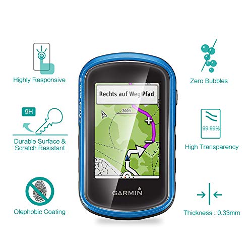 TUSITA [2 Piezas] Protector Pantalla Compatible con Garmin eTrex Touch 25 35 35t - 0.33mm Cristal Templado Ultrafino Vidrio, Ultraresistente 9H Dureza - Accesorios Navegador GPS para bicicleta