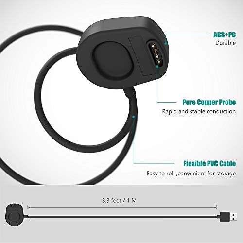 TUSITA Cargador Compatible con Suunto 7 - Magnético Cable de Carga USB 3,3ft 100cm Pinza de la Base - Reloj Inteligente Accesorios
