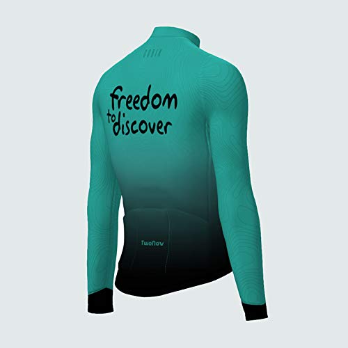 TwoNav - Maillot Ciclismo para Hombre Freedom to Discover - Manga Larga (L), Turquesa