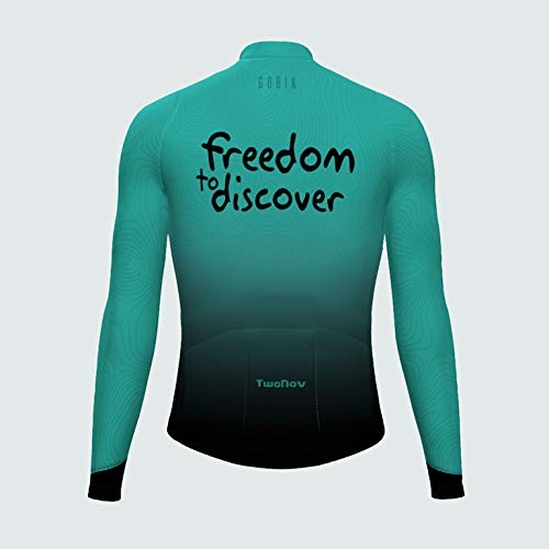 TwoNav - Maillot Ciclismo para Hombre Freedom to Discover - Manga Larga (L), Turquesa