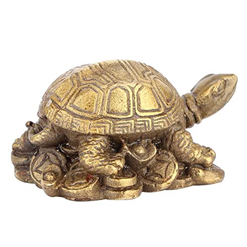 TYYW Bronce Exquisito Tallado Latón Afortunado Forma de Tortuga China Decoración Artesanía Decoración La Parte Inferior Tiene Monedas, Oro y Otros Objetos, lo Que Significa Suerte