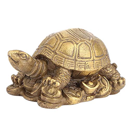 TYYW Bronce Exquisito Tallado Latón Afortunado Forma de Tortuga China Decoración Artesanía Decoración La Parte Inferior Tiene Monedas, Oro y Otros Objetos, lo Que Significa Suerte