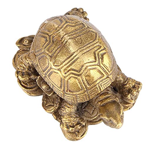 TYYW Bronce Exquisito Tallado Latón Afortunado Forma de Tortuga China Decoración Artesanía Decoración La Parte Inferior Tiene Monedas, Oro y Otros Objetos, lo Que Significa Suerte