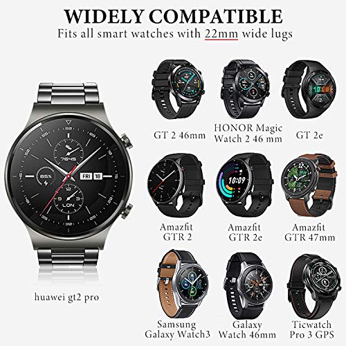 UANBOO Correa Compatible con Huawei Watch GT2 Pro Pulsera de Repuesto de Metal de Acero Inoxidable para GT2 46 mm/GT2e (Negro)