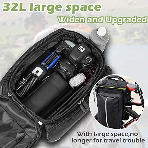 UBORSE Alforja para Bicicleta 32L Impermeable Bolsa de Maletero para Asiento Trasero de Bicicleta Extensible Bolsa de Almacenamiento de Ciclismo