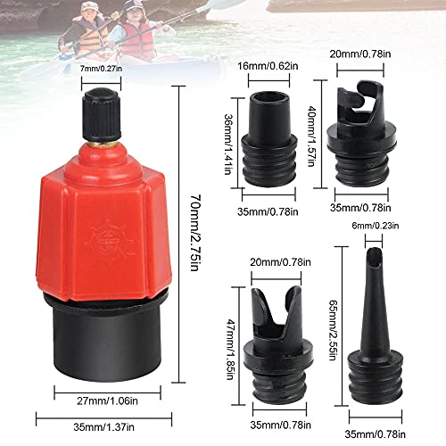 UCNOGIM Adaptador Paddle Surf Adaptador Compresor Piezas de Válvula Sup 4 Boquillas Diferentes Adaptador Inflador Eléctrica para Tabla de Paddle Surf Kayak Barca Hinchable Colchón Flotadores Piscinas