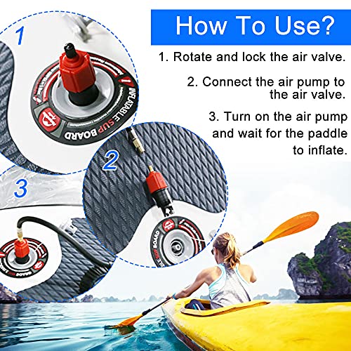 UCNOGIM Adaptador Paddle Surf Adaptador Compresor Piezas de Válvula Sup 4 Boquillas Diferentes Adaptador Inflador Eléctrica para Tabla de Paddle Surf Kayak Barca Hinchable Colchón Flotadores Piscinas