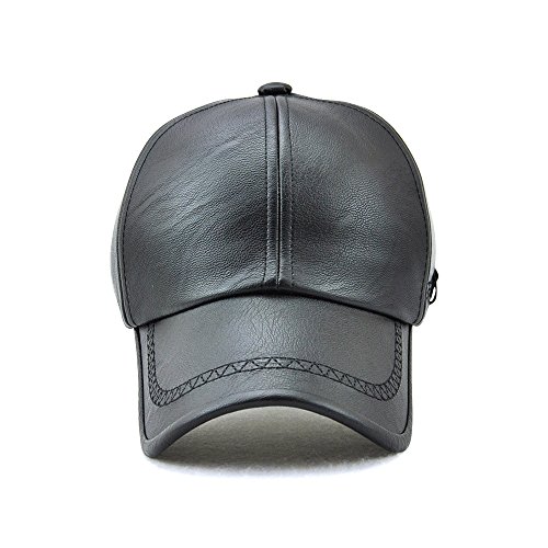 Ueither Gorra de Béisbol para Hombre Ajustable Sombrero de Cuero Suave de PU Sombrero Deportivo Al Aire Libre Otoño Invierno