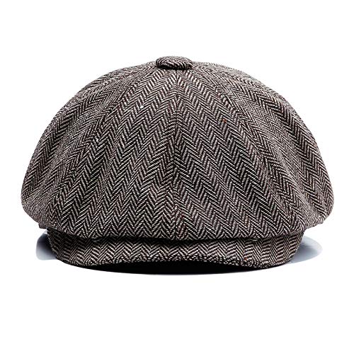 Ueither Unisex Gorras de Boina Sombreros Baker Boy Newsboy Casquillo Plano 8 Panel Herringbone Tweed Flat Cap Gatsby Hat