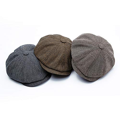 Ueither Unisex Gorras de Boina Sombreros Baker Boy Newsboy Casquillo Plano 8 Panel Herringbone Tweed Flat Cap Gatsby Hat